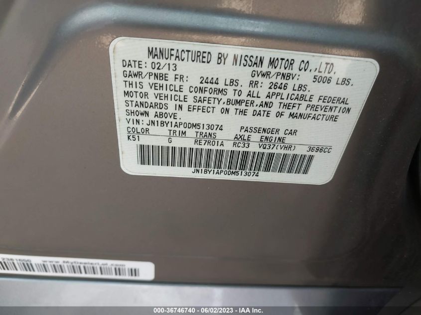 2013 INFINITI M37 JN1BY1AP0DM513074