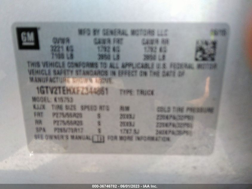 2015 GMC SIERRA 1500 - 1GTV2TEHXFZ344861