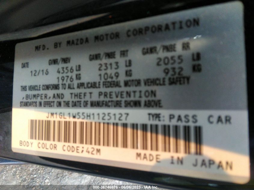 2017 MAZDA MAZDA6 GRAND TOURING - JM1GL1W55H1125127
