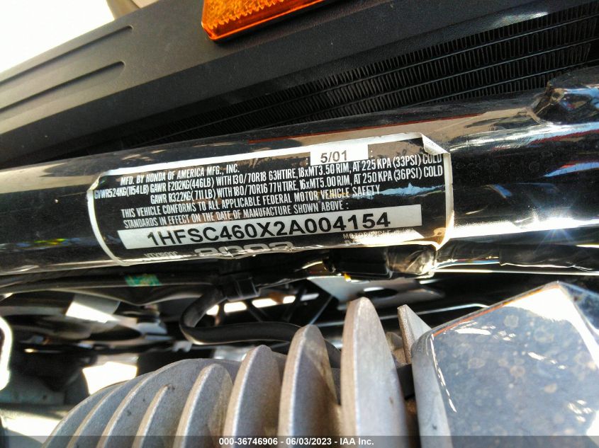 2002 HONDA VTX1800 C 1HFSC460X2A004154