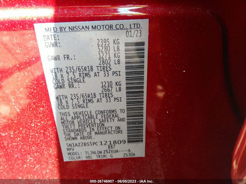 2023 NISSAN MURANO SV - 5N1AZ2BS5PC121809