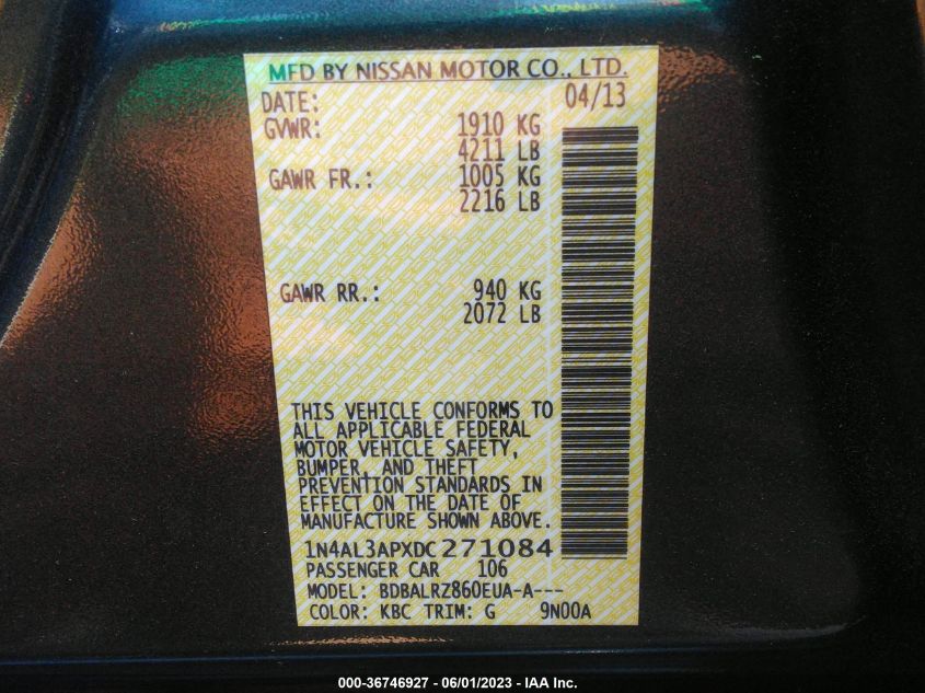 2013 NISSAN ALTIMA 2.5 S - 1N4AL3APXDC271084