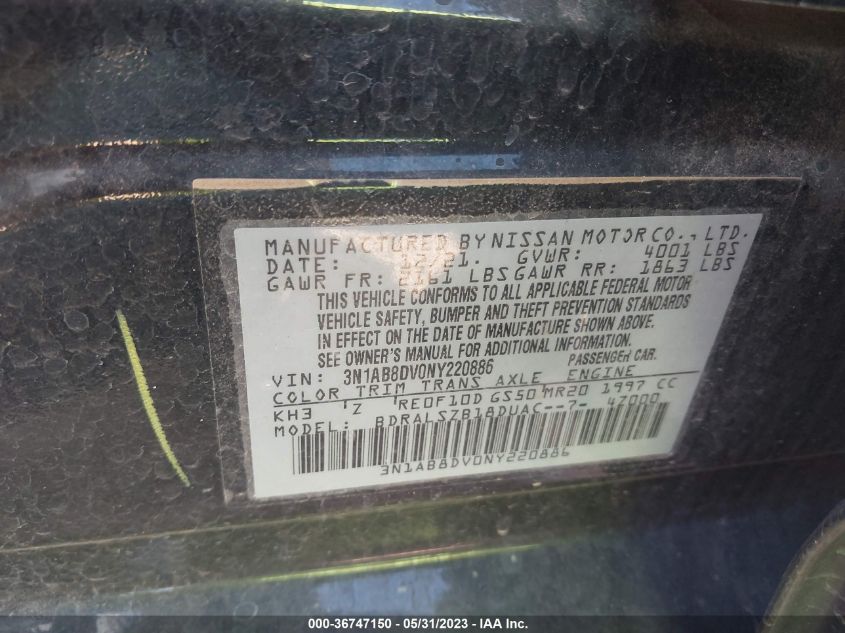 2022 NISSAN SENTRA SR - 3N1AB8DV0NY220886