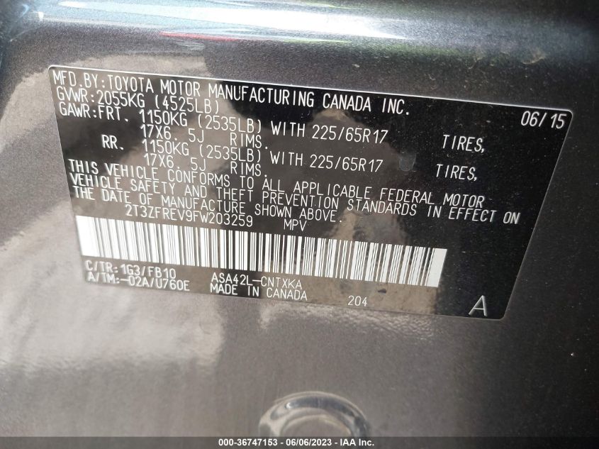 2015 TOYOTA RAV4 LE - 2T3ZFREV9FW203259