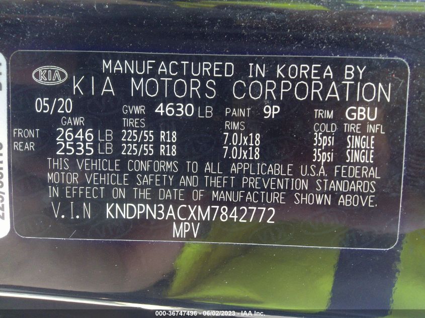 2021 KIA SPORTAGE EX - KNDPN3ACXM7842772
