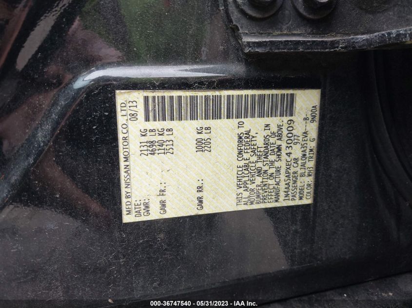 2014 NISSAN MAXIMA 3.5 S - 1N4AA5APXEC430009