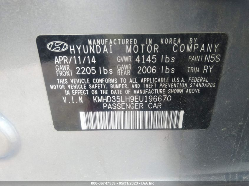 2014 HYUNDAI ELANTRA GT - KMHD35LH9EU196670