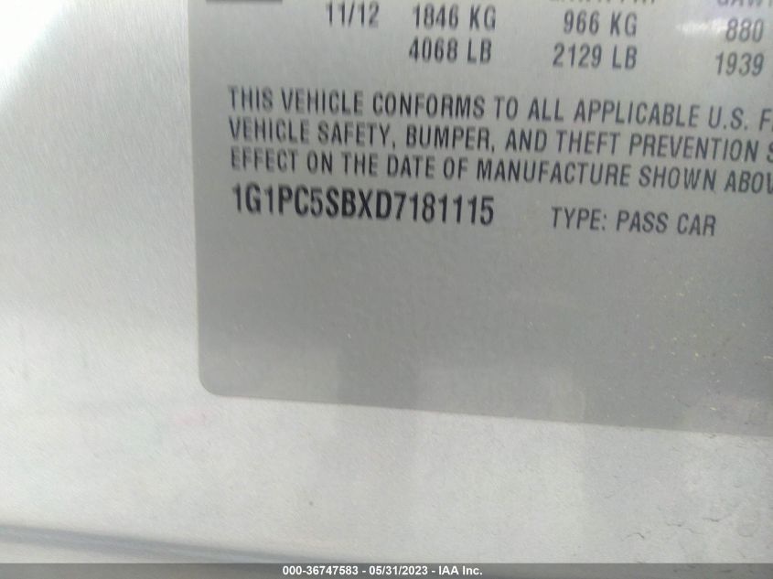 2013 CHEVROLET CRUZE 1LT - 1G1PC5SBXD7181115