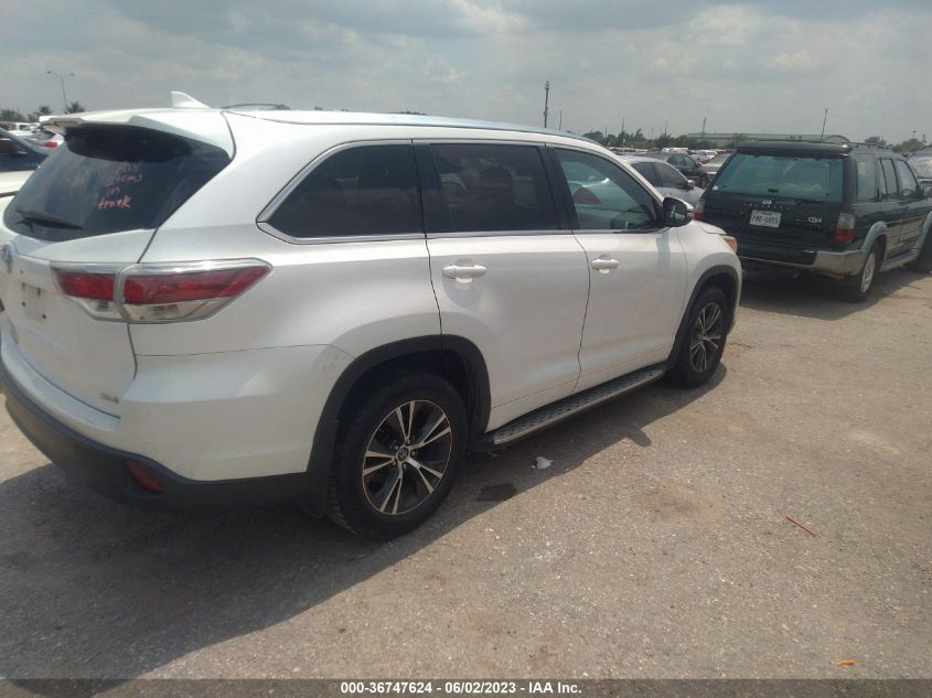 2016 TOYOTA HIGHLANDER XLE - 5TDKKRFH9GS180459