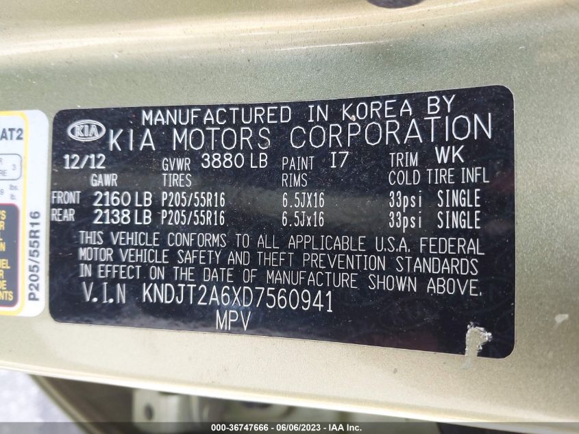 2013 KIA SOUL + - KNDJT2A6XD7560941