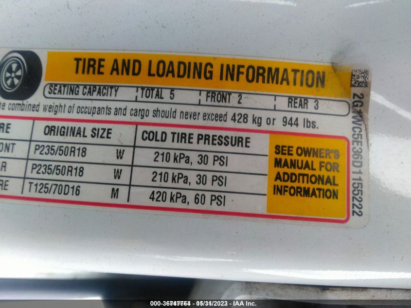 2013 CHEVROLET IMPALA LTZ - 2G1WC5E36D1155222