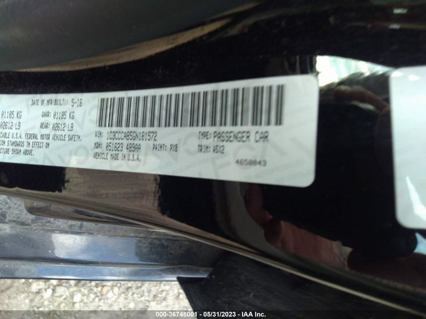 2016 CHRYSLER 200 LIMITED - 1C3CCCAB5GN181572