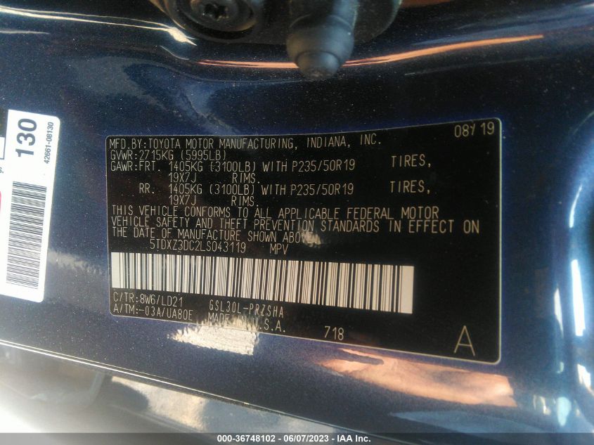 2020 TOYOTA SIENNA SE - 5TDXZ3DC2LS043119