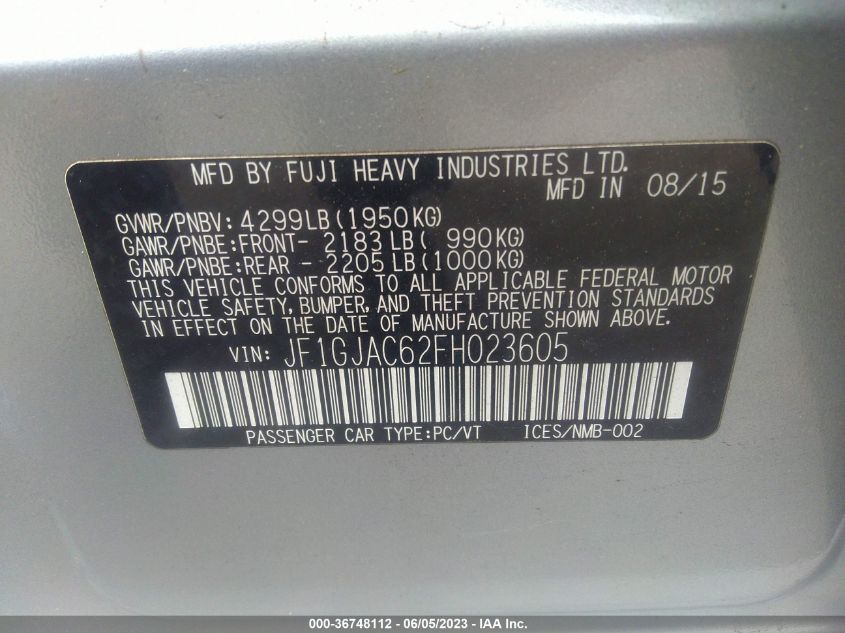2015 SUBARU IMPREZA SEDAN PREMIUM - JF1GJAC62FH023605