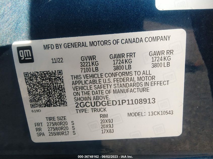 2023 CHEVROLET SILVERADO 1500 LTZ - 2GCUDGED1P1108913