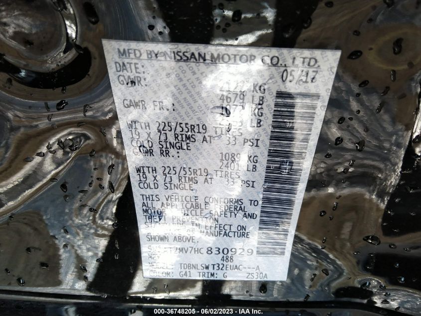 2017 NISSAN ROGUE SL - 5N1AT2MV7HC830929