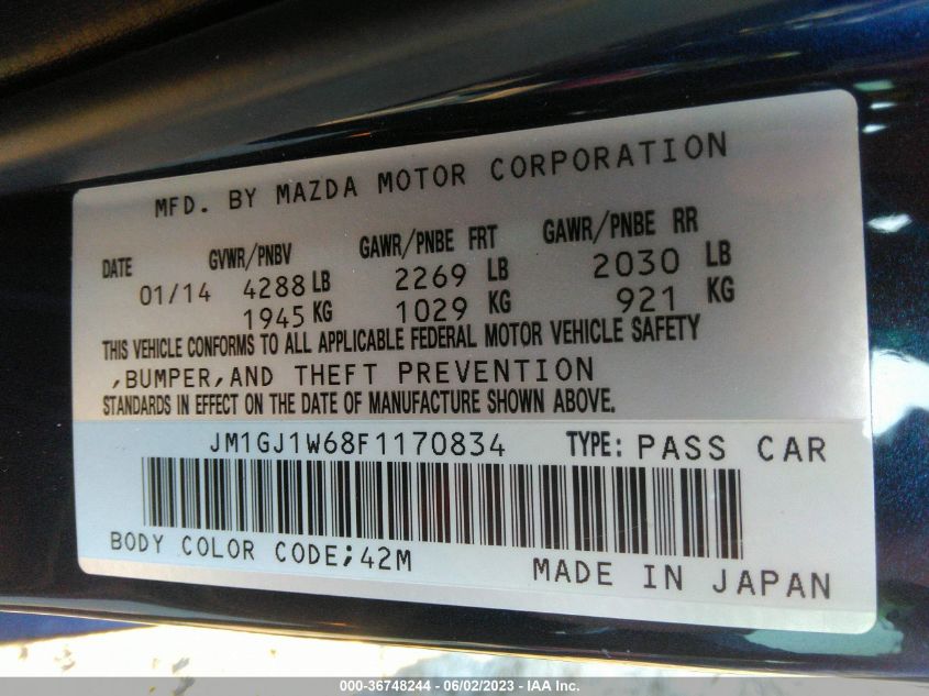 2015 MAZDA MAZDA6 I GRAND TOURING - JM1GJ1W68F1170834