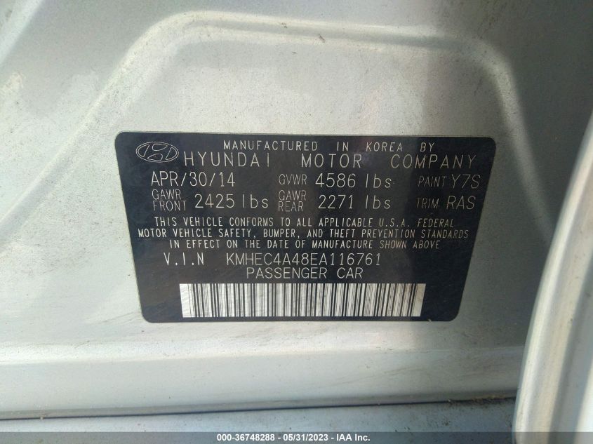 2014 HYUNDAI SONATA HYBRID - KMHEC4A48EA116761
