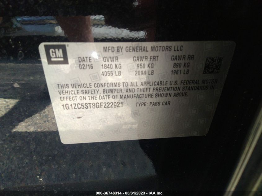 2016 CHEVROLET MALIBU LS - 1G1ZC5ST8GF222921