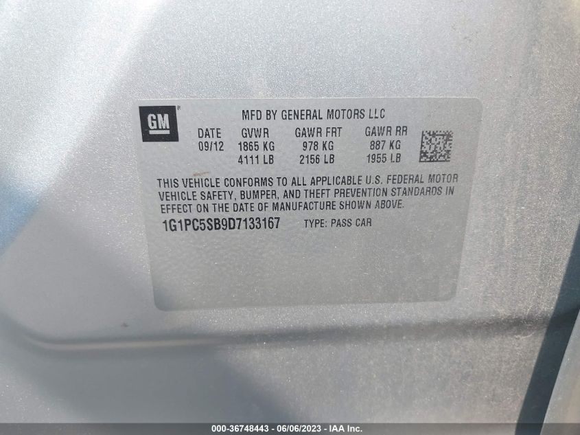 2013 CHEVROLET CRUZE 1LT - 1G1PC5SB9D7133167