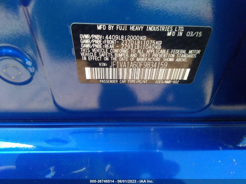 2015 SUBARU WRX - JF1VA1A60F9834159