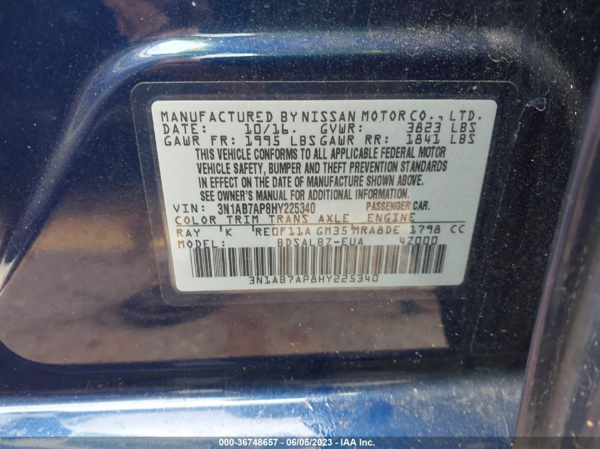 2017 NISSAN SENTRA S - 3N1AB7AP8HY225340