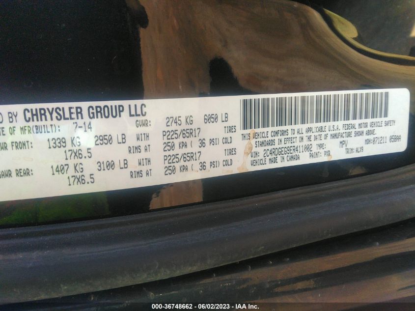 2014 DODGE GRAND CARAVAN R/T - 2C4RDGEG9ER411002