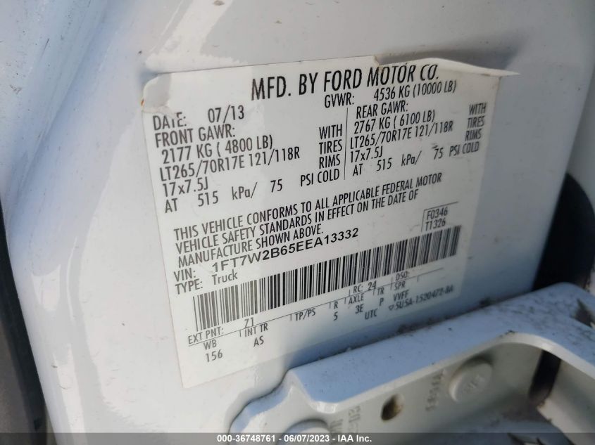 2014 FORD F250 SUPER DUTY - 1FT7W2B65EEC13332
