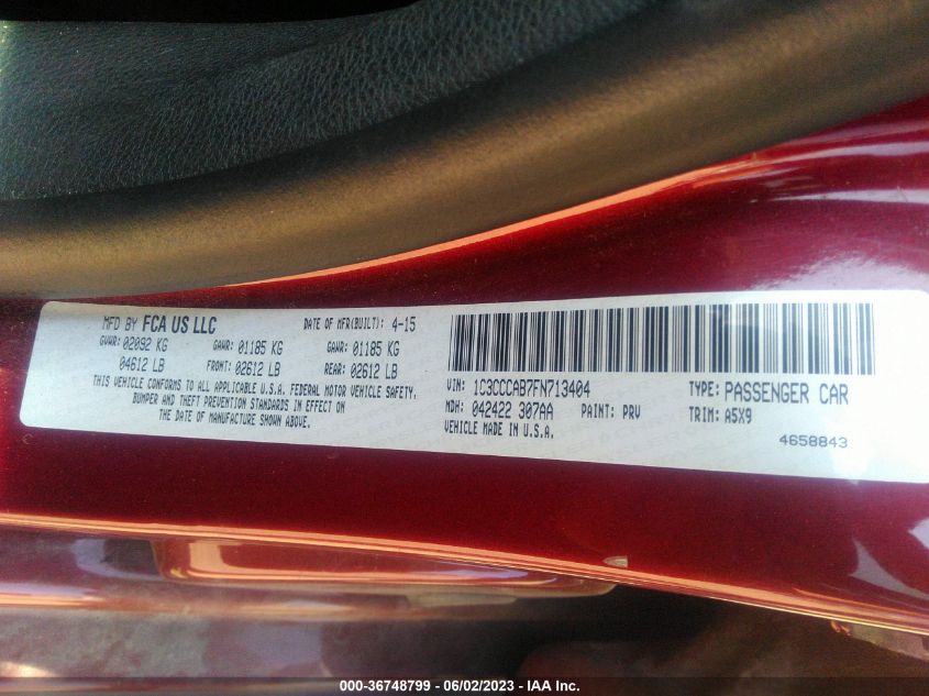 2015 CHRYSLER 200 LIMITED - 1C3CCCAB7FN713404
