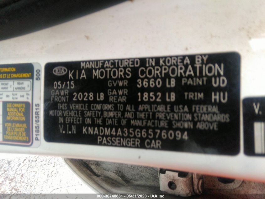 2016 KIA RIO LX - KNADM4A35G6576094