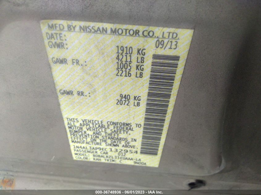 2014 NISSAN ALTIMA 2.5 S - 1N4AL3AP9EC132954