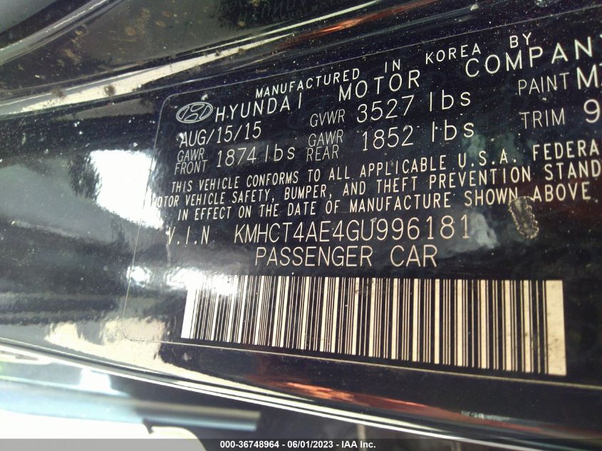 2016 HYUNDAI ACCENT SE - KMHCT4AE4GU996181