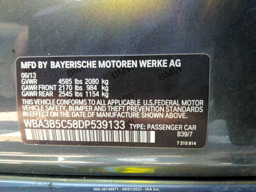 2013 BMW 3 SERIES 328I XDRIVE - WBA3B5C58DP539133