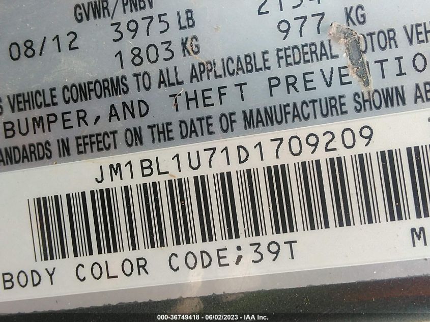 2013 MAZDA MAZDA3 I SPORT - JM1BL1U71D1709209