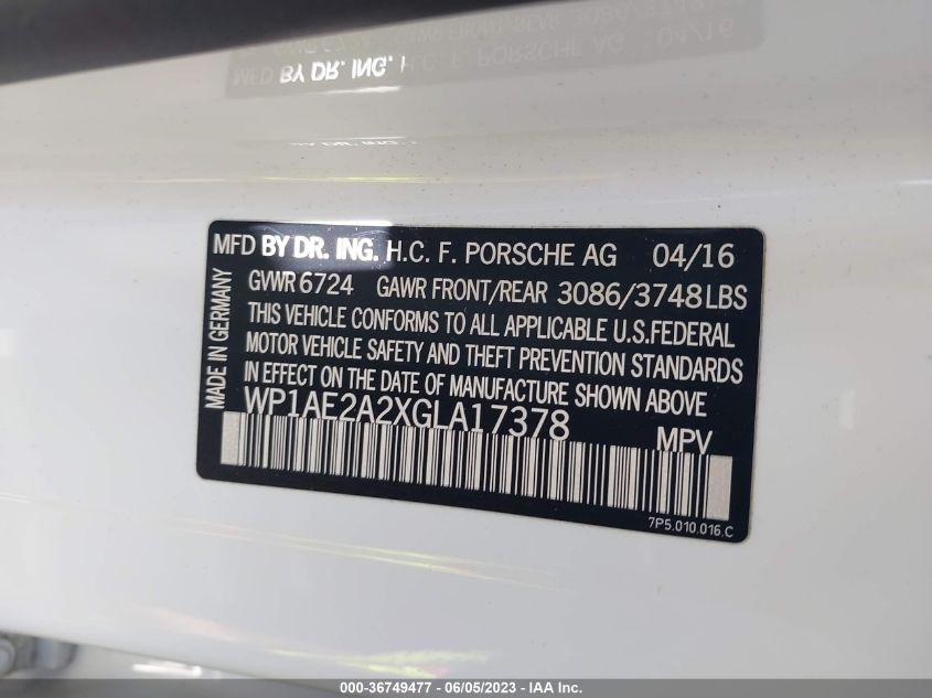 2016 PORSCHE CAYENNE S E-HYBRID - WP1AE2A2XGLA17378