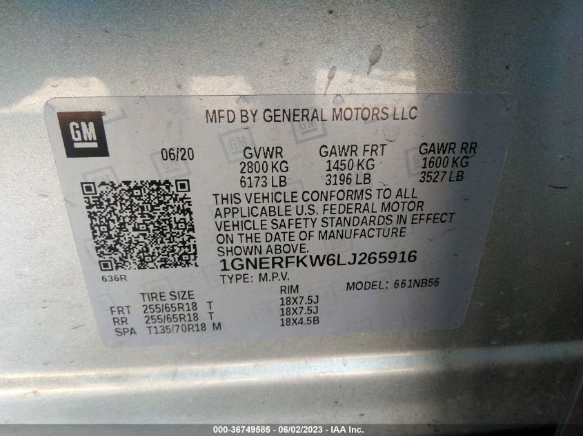 2020 CHEVROLET TRAVERSE LS - 1GNERFKW6LJ265916