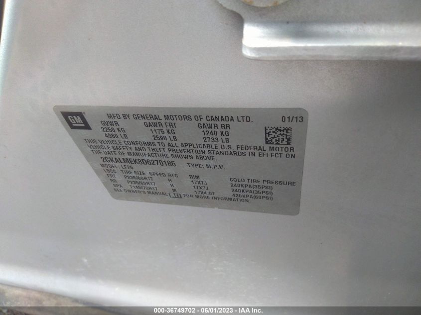 2013 GMC TERRAIN SLE - 2GKALMEK8D6270186