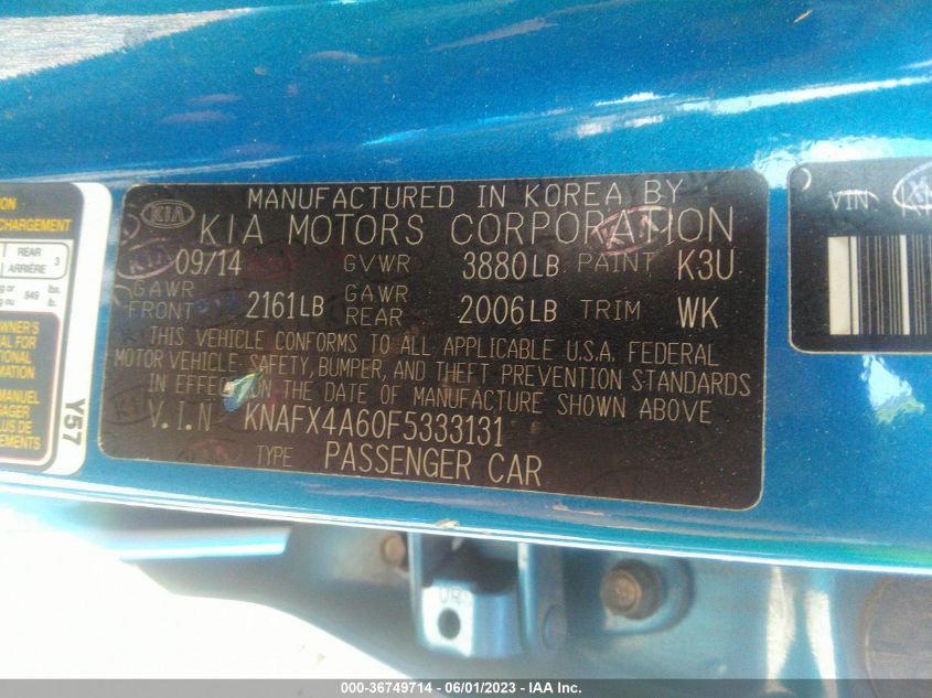 2015 KIA FORTE LX - KNAFX4A60F5333131