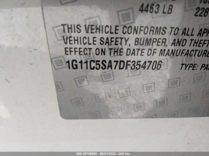 2013 CHEVROLET MALIBU LT - 1G11C5SA7DF354706