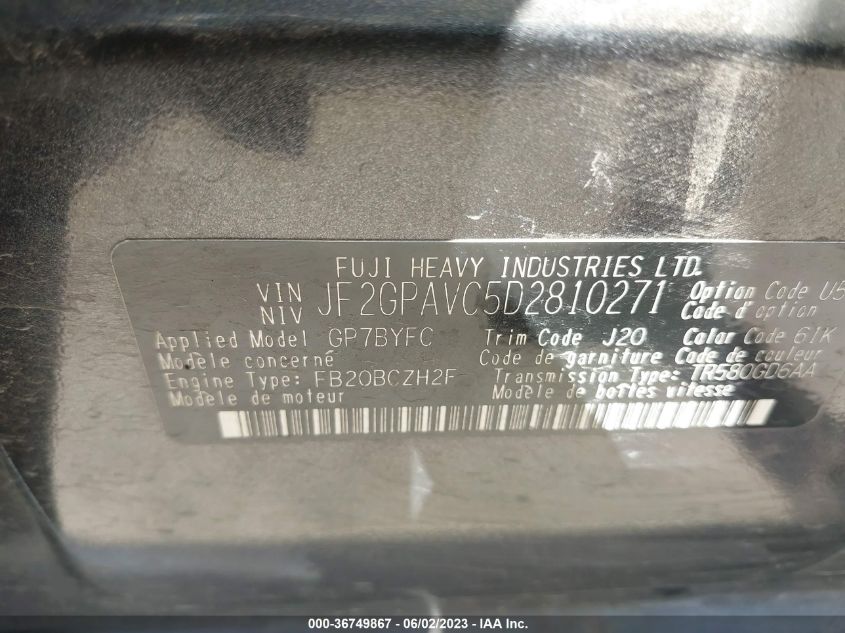 2013 SUBARU XV CROSSTREK PREMIUM - JF2GPAVC5D2810271
