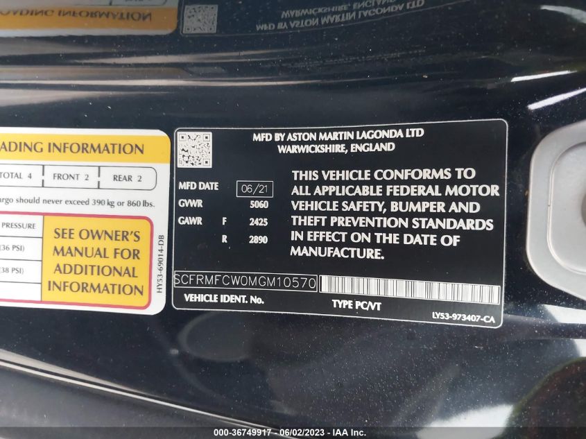2021 ASTON MARTIN DB11 - SCFRMFCW0MGM10570