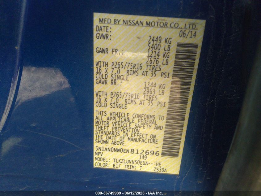 2014 NISSAN XTERRA PRO-4X - 5N1AN0NW0EN812696