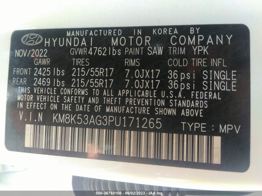 2023 HYUNDAI KONA ELECTRIC LIMITED - KM8K53AG3PU171265