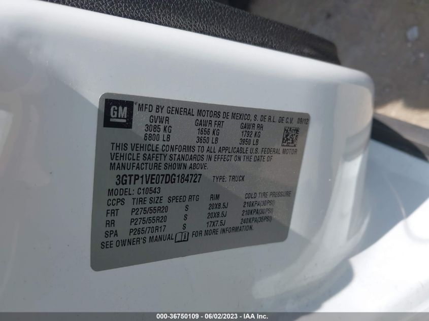 2013 GMC SIERRA 1500 SLE - 3GTP1VE07DG184727