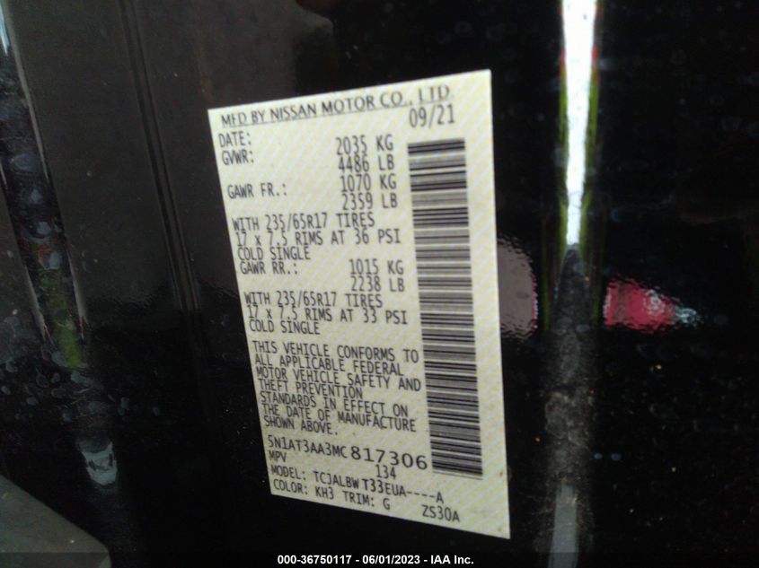 2021 NISSAN ROGUE S - 5N1AT3AA3MC817306