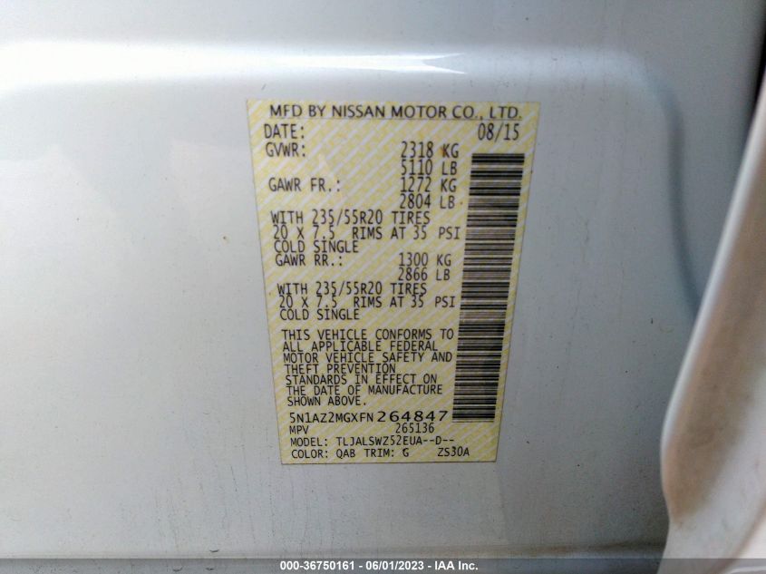 2015 NISSAN MURANO PLATINUM - 5N1AZ2MGXFN264847