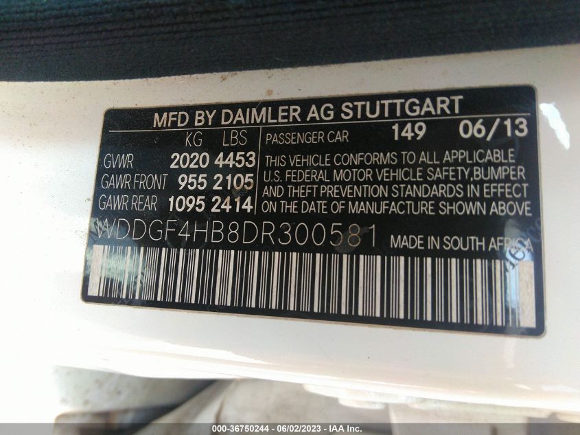 2013 MERCEDES-BENZ C-CLASS C 250 - WDDGF4HB8DR300581