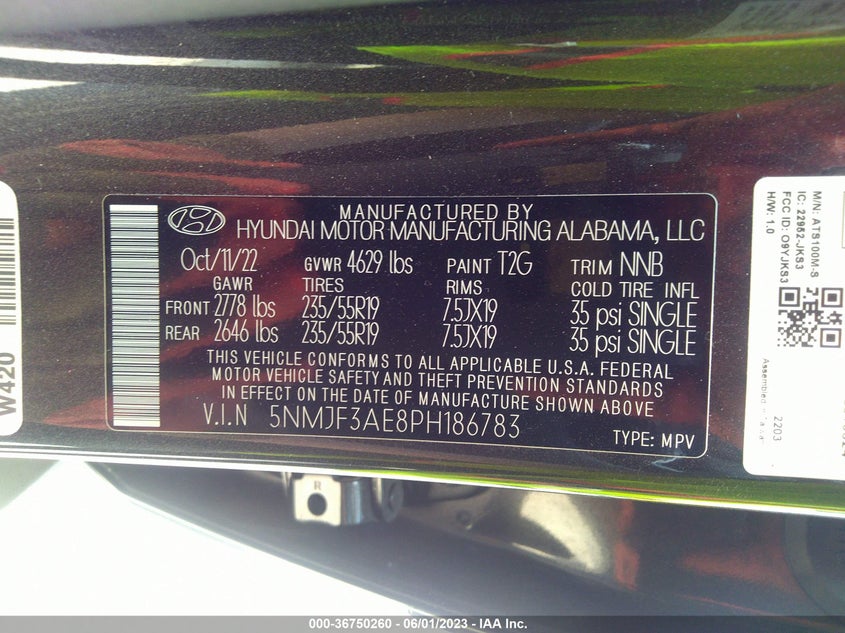 VIN 5NMJF3AE8PH186783 2023 HYUNDAI TUCSON SEL