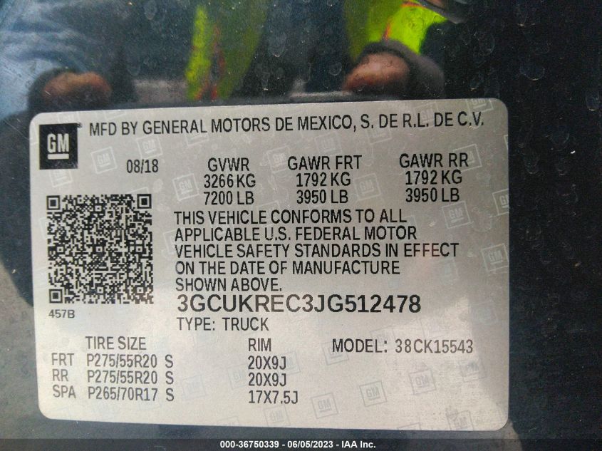 2018 CHEVROLET SILVERADO 1500 LT - 3GCUKREC3JG512478