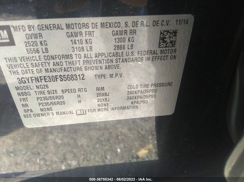 2015 CADILLAC SRX PERFORMANCE COLLECTION 3GYFNFE30FS568312